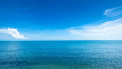 Obraz premium landscape beautiful summer panorama wide horizon look viewpoint shore open sea beach cloud clean and blue sky background calm nature ocean wave water nobody travel at thailand chonburi sun day ai