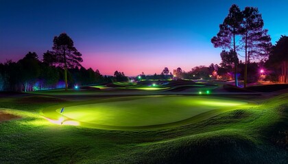 neon golf course at night