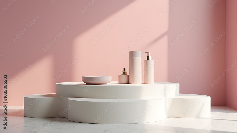 Poster elegant stone podium perfect for showcasing product display in stylish interiors and modern settings