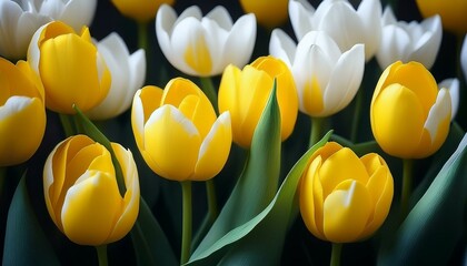 Obraz premium yellow and white tulip flowers