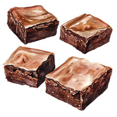 Brownies watercolor clipart illustration 