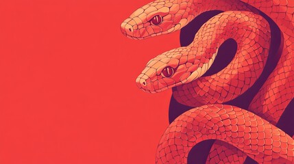 Fototapeta premium Year of the Snake (2025) is the Chinese New Year. Red Snake artwork and design. Chinese traditional red vector graphics featuring snakes. Modern vector design with a geometric theme for the Lunar New 