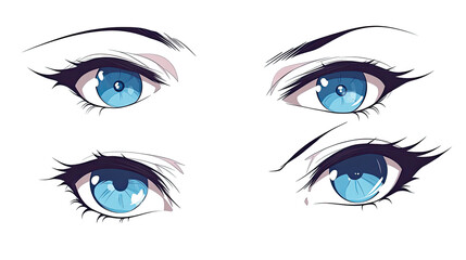 Blue Graphic Eyes Collection Set on a Transparent Background Generative AI