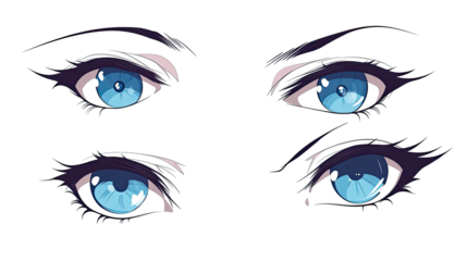 Blue Graphic Eyes Collection Set on a Transparent Background Generative AI