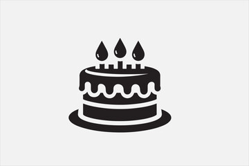 A simple black and white silhouette of a birthday cake.