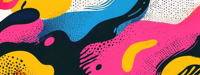 Pop art background with bright color and simple shapes.