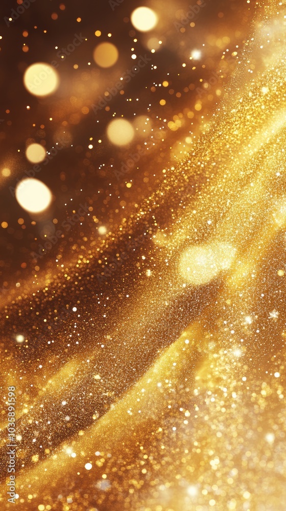 Poster abstract golden lights and bokeh, creating a warm, inviting holiday atmosphere for christmas and new