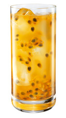 copo com caipirinha de maracujá isolado em fundo transparente