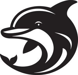 Obraz premium Silhouette Art Illustration of Friendly Dolphin Head 