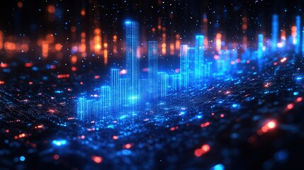 Obraz premium Stock market data with digital and holographic elements, for a futuristic approach