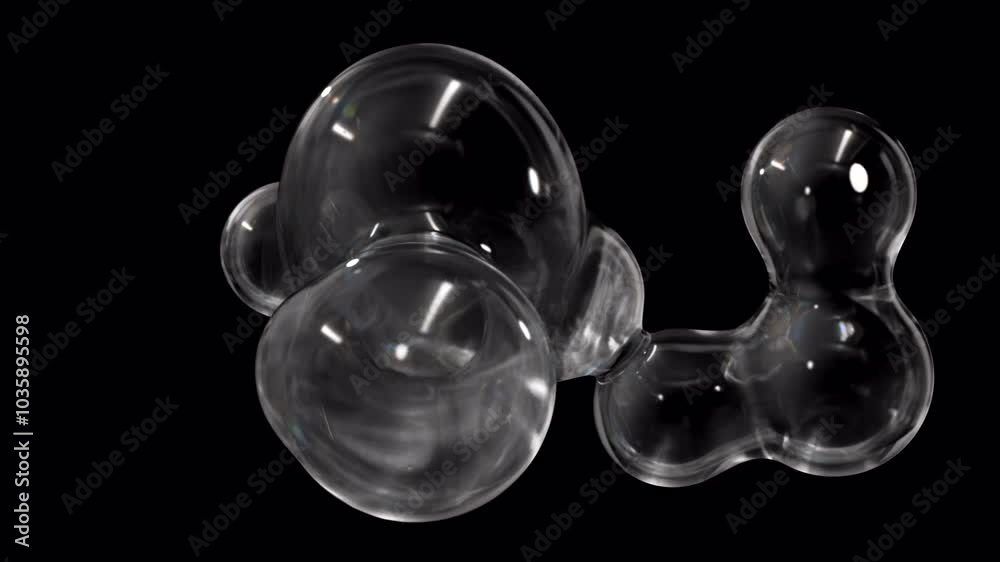 Poster a metaball animation of morphing liquid blobs. 3d abstract black metaballs in the background. 4k ult