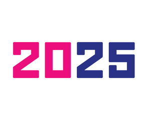 Happy New Year 2025 Holiday Pink And Blue Isolated Celebration Design Abstract Vector Illustration