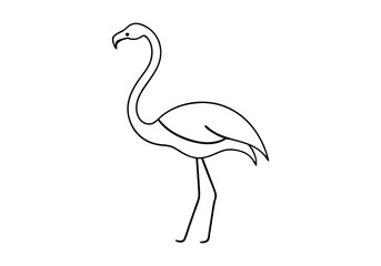 Obraz premium One Line Drawing of a Flamingo Silhouette – Minimalist Animal Vector Art