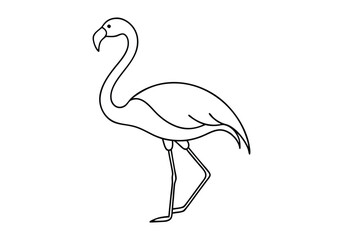 One Line Drawing of a Flamingo Silhouette – Minimalist Animal Vector Art
