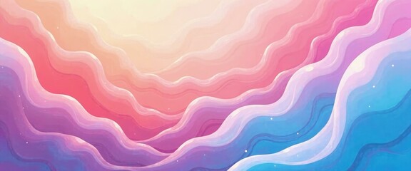 Abstract Pastel Waves, Dreamy Sky, Colorful Background for Design, Sweet and Gentle Illustration, Concept of Serenity and Tranquility.
