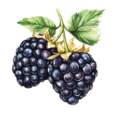 blackberry fruit watercolor clipart illustration