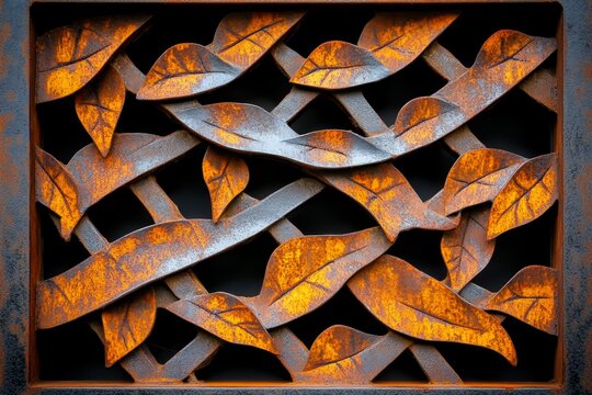 A weathered metal gate with patches of rust, showing the beauty of decay and texture