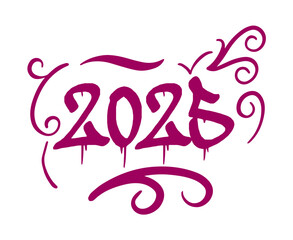 2025 Happy New Year Holiday Purple Poster Festive Celebration Design Abstract Vector Illustration