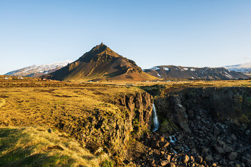 sunrise along the trail from Arnarstapi to Hellnar on the Snaefellnes Peninsula, Iceland