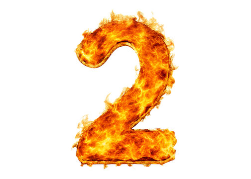 Fire Digit Numbers Illustration. Fiery numbers 0, 1 to 9, Fire Effect Numbers for Festival Anniversary Decoration on transparent background
