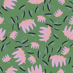 Vector abstract seamless simple floral pattern. Flower pattern. Spring pattern. Pattern for textiles or for cover. Wallpaper. Hand drawn.