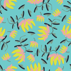 Naklejka premium Vector abstract seamless simple floral pattern. Flower pattern. Spring pattern. Pattern for textiles or for cover. Wallpaper. Hand drawn.