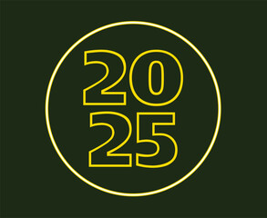 2025 Happy New Year Holiday Green And Yellow Celebration Design Abstract Vector Illustration