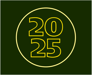 2025 Happy New Year Holiday Green And Yellow Celebration Design Abstract Vector Illustration