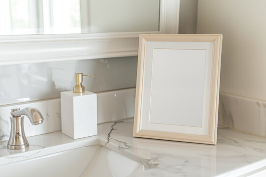 Bathroom photo frame mockup