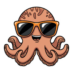 Cute Octopus Wearing Sunglasses