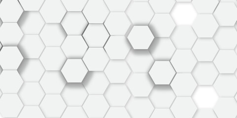 Abstract white background with hexagon and hexagonal background. vector abstract pattern with hexagonal white and gray technology line paper background.  Luxury honeycomb grid White Pattern. 