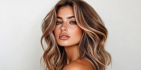 Naklejka premium Studio photography captures the elegance of modern hairstyling trends.