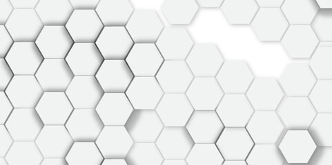 Abstract white background with hexagon and hexagonal background. vector abstract pattern with hexagonal white and gray technology line paper background.  Luxury honeycomb grid White Pattern. 