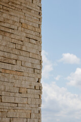 White stone wall, stacked slabs walls stone