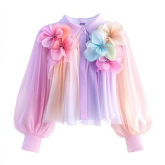 Elegant modern blouse, fashion element, pastel tones, isolated on white background