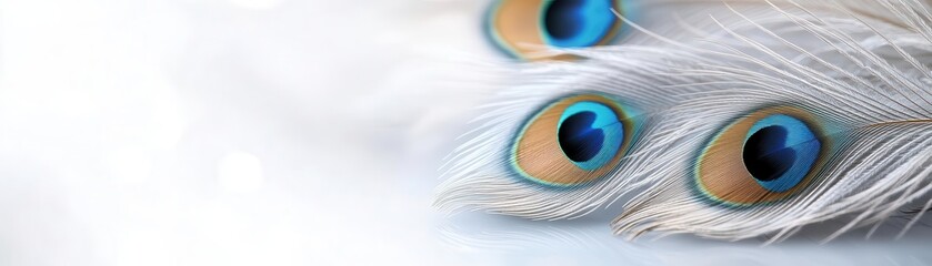 Elegant peacock feathers, nature element, detailed illustration, rich colors, isolated on white background © Withun