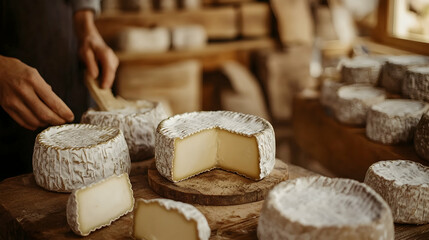 Traditional alpine cheese made from raw cowa??s milk, showcasing the texture of Reblochon  -