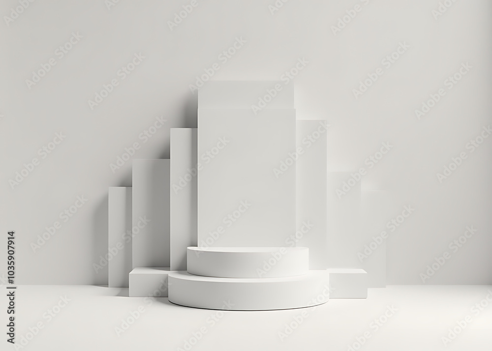 Aufkleber Simple geometric shapes create a modern minimalist podium design element.