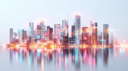 Fototapeta premium Futuristic cityscape, sci-fi element, 3D rendering, neon colors, isolated on white background
