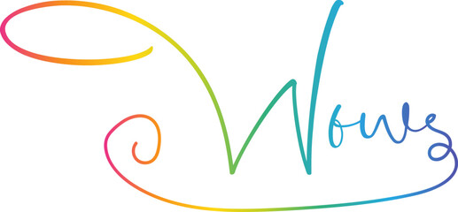 Wow text, Wow. Vector handwritten lettering icon, gradient color Wow text