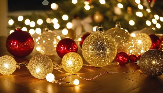 christmas holiday background, illumination and decoration concept
