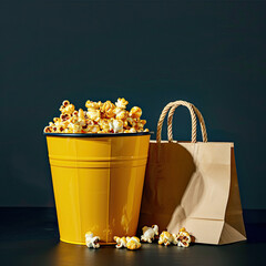 Box of Popcorn Mockup, high-end and customizable with realistic high-resolution rendering, ideal for branding, packaging design, and snack presentations, AI Generative