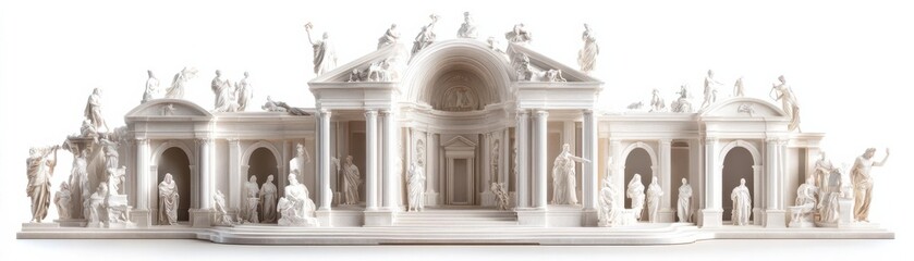 Obraz premium Traditional Roman architecture, historical element, digital painting, earthy tones, isolated on white background
