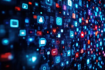 Obraz premium Exploring the vibrant world of social media technology in a dynamic digital landscape