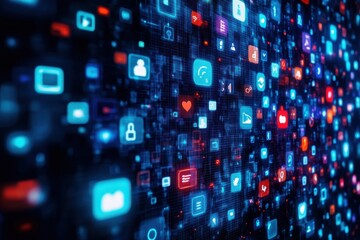 Exploring the vibrant world of social media technology with digital icons and symbols