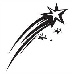 
simple logo of a a shooting star, on a white background