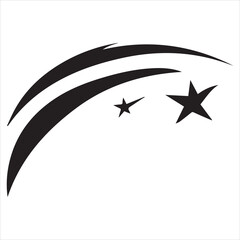 
simple logo of a a shooting star, on a white background