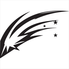 
simple logo of a a shooting star, on a white background