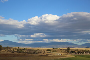 Obraz premium Farming landscape with clouds