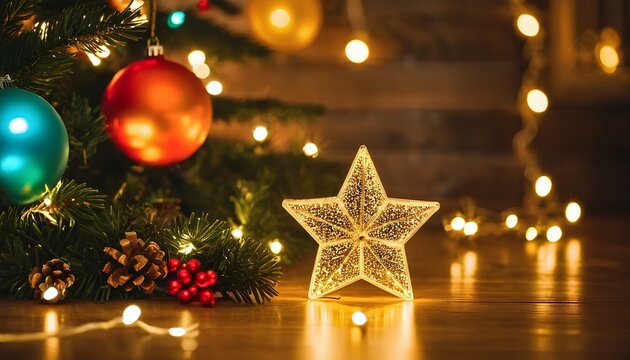 christmas holiday background, illumination and decoration concept
